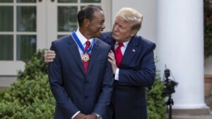 Read more about the article ‘Very sad’ – Donald Trump shares heartbreaking Tiger Woods update during flight to Super Bowl LIX