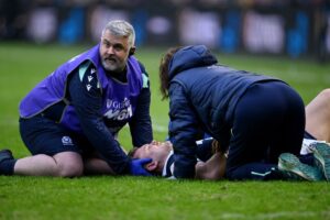 Read more about the article ‘Grim’ – Scotland star stretchered off in neck brace after sickening collision with teammate