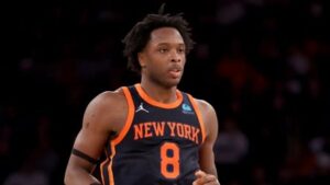 Read more about the article Knicks’ OG Anunoby leaves vs. Lakers after suffering non-contact lower-body injury