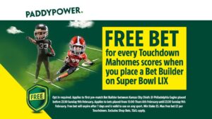 Read more about the article Super Bowl LIX betting offer: FREE BET every Touchdown Mahomes scores on Paddy Power