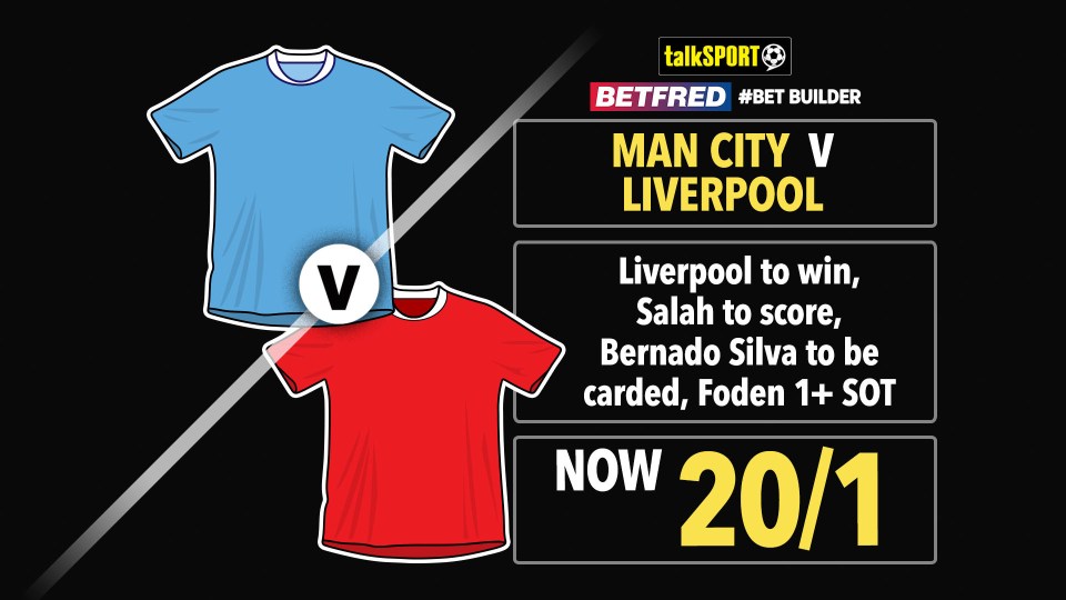 Read more about the article Man City vs Liverpool 20/1 bet builder: Get talkSPORT’s Premier League tip on Betfred