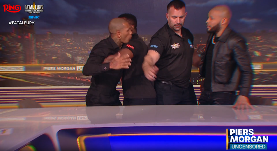 You are currently viewing Chris Eubank Jr and Conor Benn pulled apart by security in heated face-off with Piers Morgan as teaser trailer released