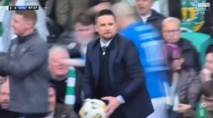 Read more about the article Celtic fans held back from dugout by police as Rangers manager achieves 34-year Old Firm first