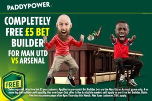 Read more about the article Manchester United v Arsenal betting offer: Get a COMPLETELY FREE bet builder with Paddy Power