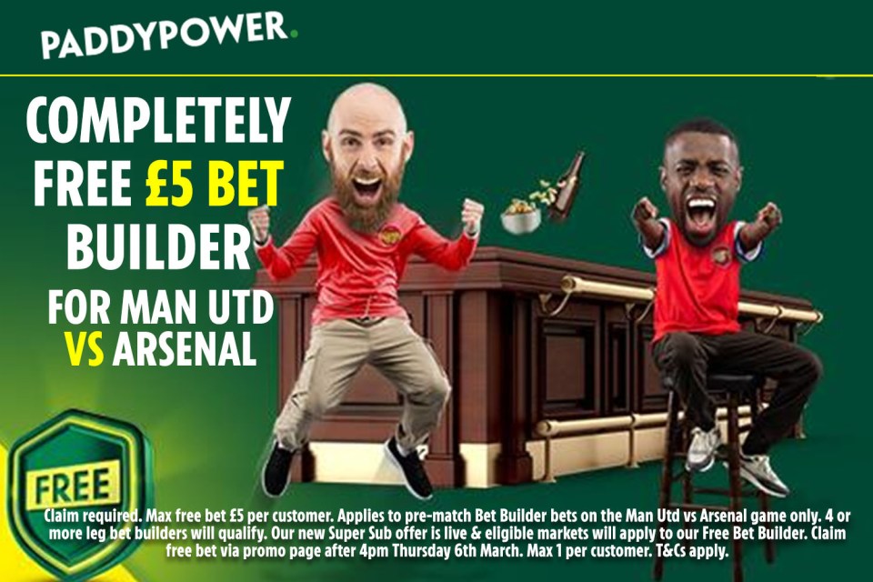 You are currently viewing Manchester United v Arsenal betting offer: Get a COMPLETELY FREE bet builder with Paddy Power