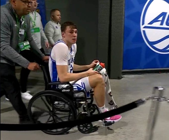 You are currently viewing ‘Scary scene’ – Cooper Flagg spotted in a wheelchair after nasty ankle injury that leaves fans sweating his March Madness status