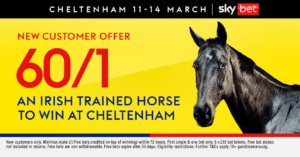 Read more about the article Cheltenham Festival offer: Get 60/1 for an Irish trained winner on Sky Bet