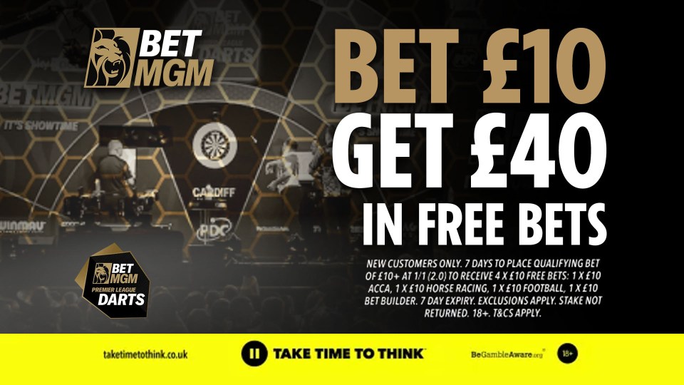 You are currently viewing Premier League Darts betting offer: Bet £10 and get £40 in free bets with BetMGM