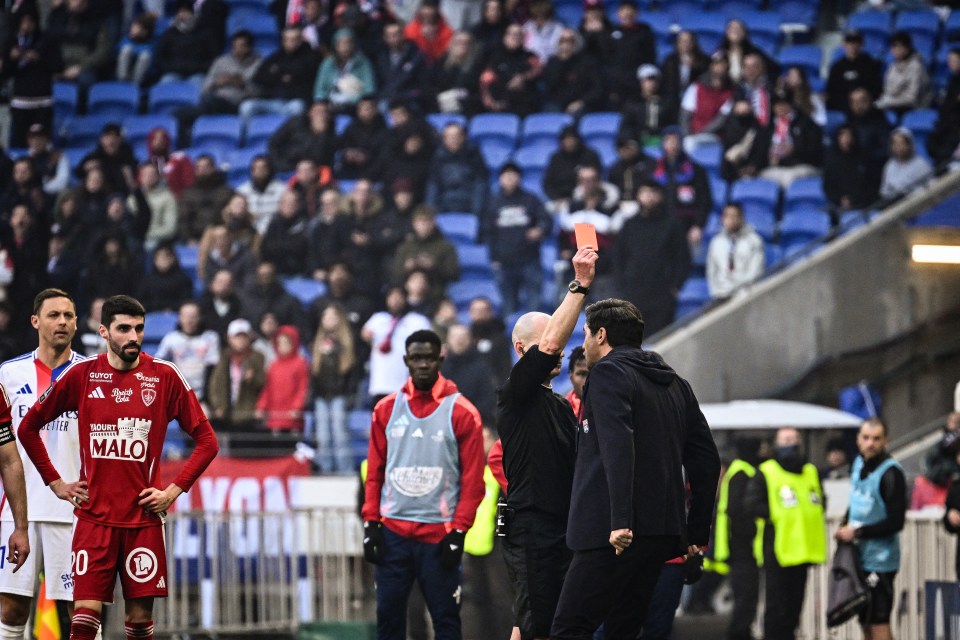 You are currently viewing Paulo Fonseca risks lengthy ban for furious rage at referee as Lyon players push him away after red card