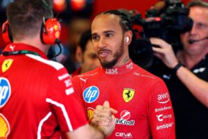 Read more about the article ‘Never a good sign’ – Lewis Hamilton gesture leaves Martin Brundle alarmed after mixed Ferrari bow