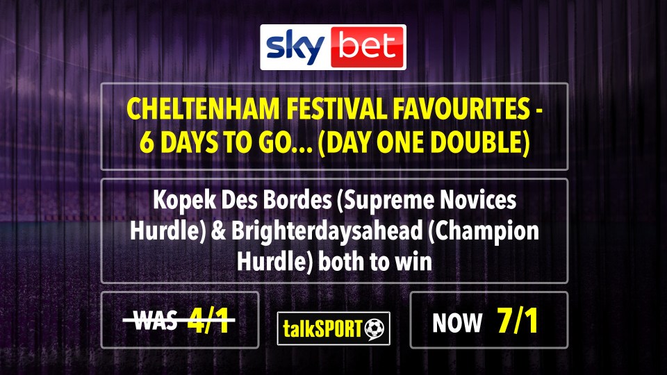 You are currently viewing Cheltenham Festival Day 1 Boost: Kopek Des Bordes & Brighterdaysahead now 7/1 on Sky Bet