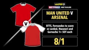 Read more about the article Manchester United v Arsenal 8/1: Get talkSPORT’s Premier League bet builder tip on Betfred