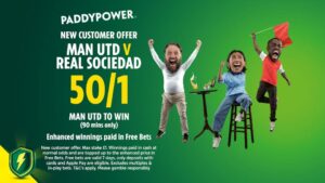 Read more about the article Manchester United v Real Sociedad betting offer: Get 50/1 on Manchester United to win in 90 mins with Paddy Power