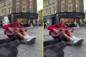 Read more about the article Newcastle cult hero spotted busking in city centre and appears to go completely unnoticed