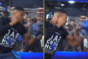 Read more about the article Anthony Joshua unleashes devastating power punches in first pad work since surgery
