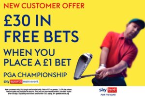 Read more about the article PGA Championship betting offer: Bet £1 and get £30 in free bets with Sky Bet