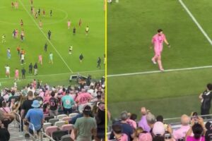 Read more about the article Lionel Messi storms straight down tunnel as Inter Miami teammates celebrate New York Red Bulls win
