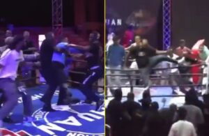Read more about the article Boxing referee punched and slammed out of ring by whole team as chaotic riot breaks out after fight