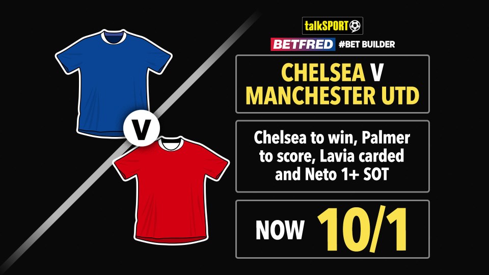 You are currently viewing Chelsea v Manchester United 10/1 Bet Builder: Bet £10 and get £50 in free bets with Betfred