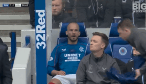 Read more about the article Raging Rangers star smashes bench in frustration moments after coming off in Old Firm