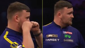 Read more about the article Luke Littler trolls heckling fans with hilarious gesture in Premier League thriller