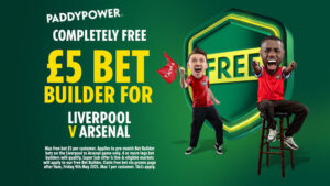 Read more about the article Completely free £5 bet builder on Liverpool vs Arsenal with Paddy Power