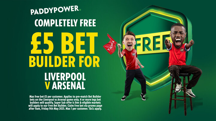 You are currently viewing Completely free £5 bet builder on Liverpool vs Arsenal with Paddy Power