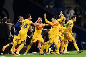 Read more about the article Riot police stepped in as Barcelona were chased off pitch in ugly LaLiga title scenes