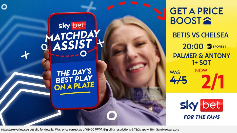 You are currently viewing Betis vs Chelsea boost: Palmer & Antony 1+ SOT now 2/1 on Sky Bet