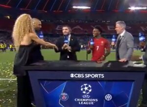 Read more about the article Kate Abdo praised for reaction as Khabib Nurmagomedov politely refuses to shake her hand in awkward moment