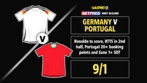 Read more about the article Germany v Portugal 9/1 Bet Builder: Bet £10 and get £50 in free bets with Betfred