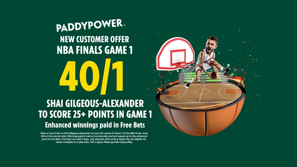 Read more about the article NBA Finals betting offer: Get 40/1 on Gilgeous-Alexander to score 25+ points with Paddy Power