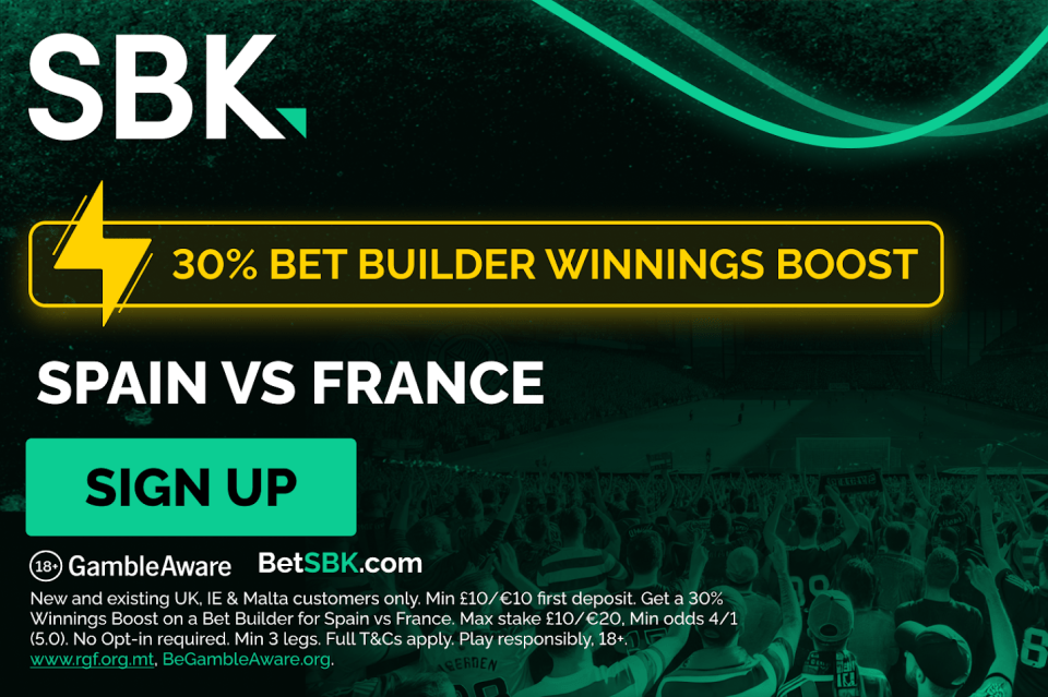 You are currently viewing Spain v France betting offer: Get a 30% winnings boost on bet builders with SBK