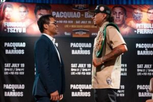 Read more about the article Manny Pacquiao vs Mario Barrios size difference during face-off has fans fearing the worst: ‘Health risk’