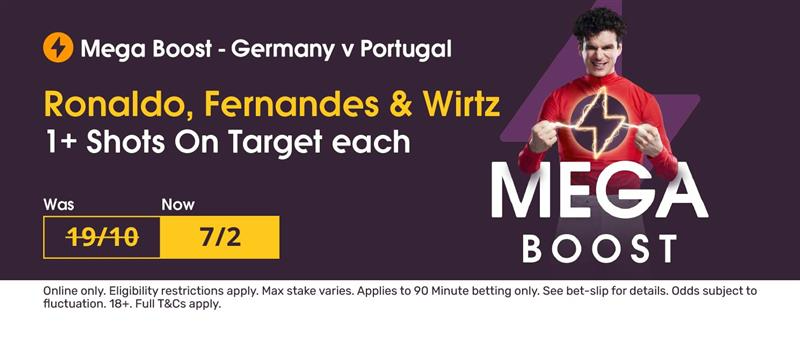 You are currently viewing Germany vs Portugal mega boost: Ronaldo, Fernandez & Wirtz 1+ SOT NOW 7/2 on Tote